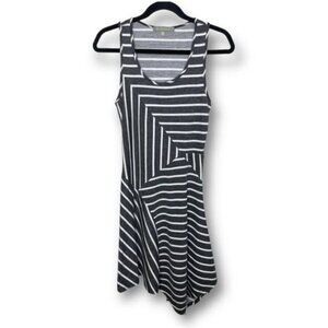 Y2K Finn & Clover Juniors M Black White Stripe Patchwork Sleeveless Swing Dress
